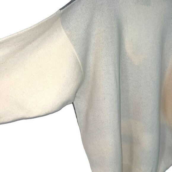 Braemar Lambswool Sweater Womens Unisex Size Medium Made In Scotland Cream Gray - Picture 7 of 10